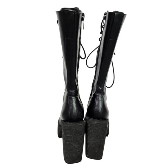 Darker Wavs Flanger Chunky Platform Boot Combat Black Square Toe Angular Retro 7 - Picture 5 of 15